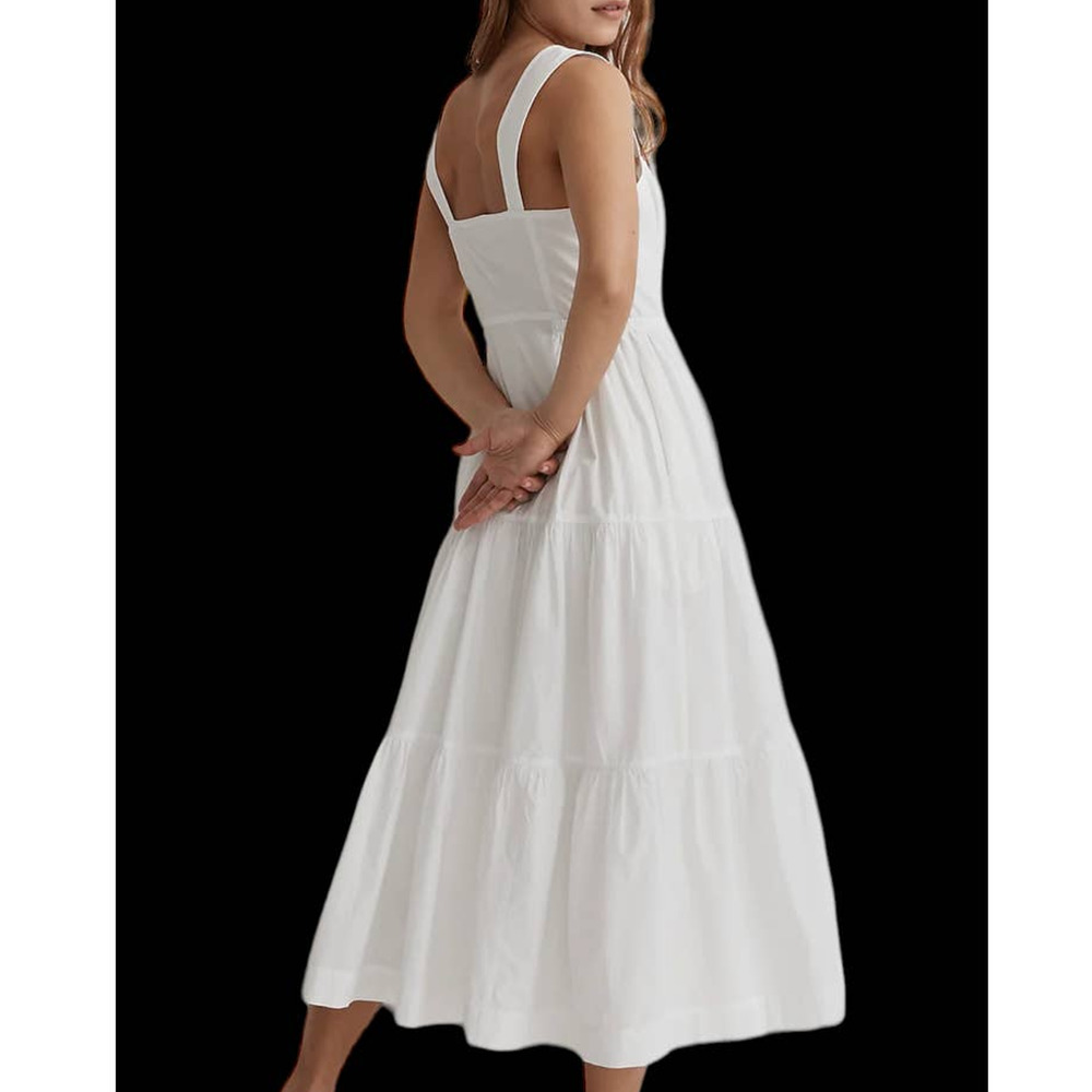 Madewell | Nwt Button-Front Tiered Midi Dress Nk4… - image 2